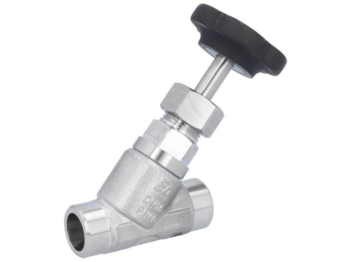 Angle seat valve DN15, PN40, DIN3239, stainless steel 1.4408/PTFE
