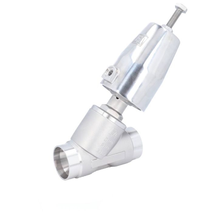 Pressure actuated valve, DN40, SK63-stainless stee, Stainless steel / PTFE, acting against medium
