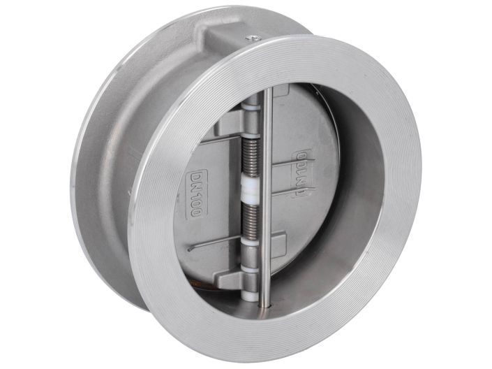 Double plate check valve, DN100, PN40, Stainl. steel/FKM/stainl. steel, EN558-1 row 16