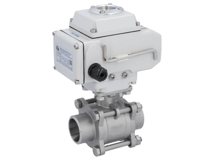 Ball valve-MA, DN40-welded ends, actuator-LE05, st. steel/PTFE-FKM, 24VDC, operating time app. 20s