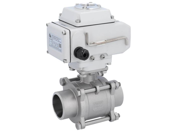 Ball valve-MA, DN50-welded ends, actuator-LE05, st. steel/PTFE-FKM, 230VAC, operating time app.20s