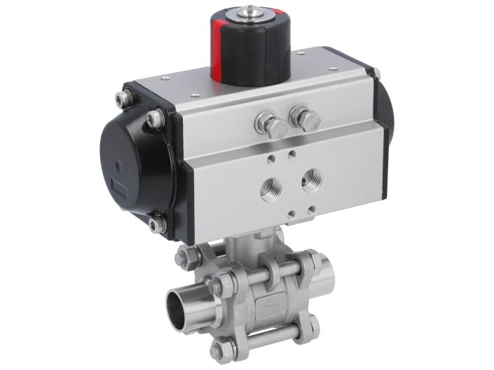 Ball valve-MA, DN20-welded ends, actuator-OD50, Stainless steel/PTFE-FKM, double acting