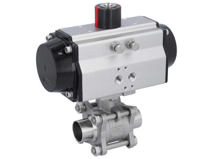 Ball valve-MA, DN32-welded ends, actuator-OE75, Stainless steel/PTFE-FKM, spring return
