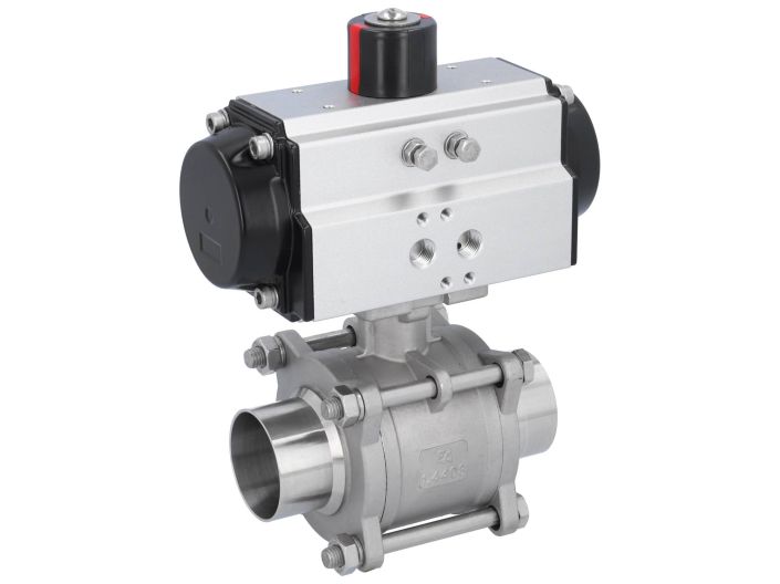 Ball valve-MA, DN50-welded ends, actuator-OD65, Stainless steel/PTFE-FKM, double acting