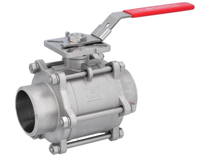 Ball valve DN80, PN64, 1.4408 / PTFE FKM, Weld ends, ISO 5211, DIN3202-S13