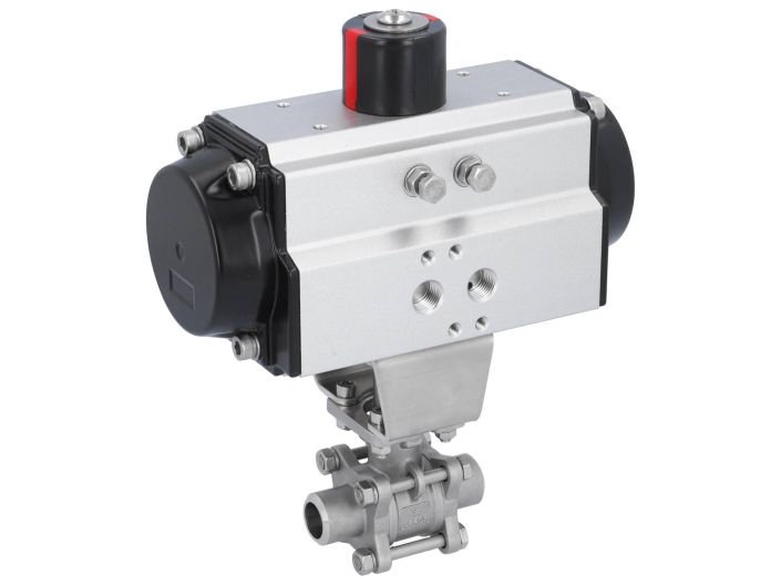 Ball valve-MA DN15-welded ends, actuator-OE65, stainl. steel/PTFE-FKM, cavity free, spring return