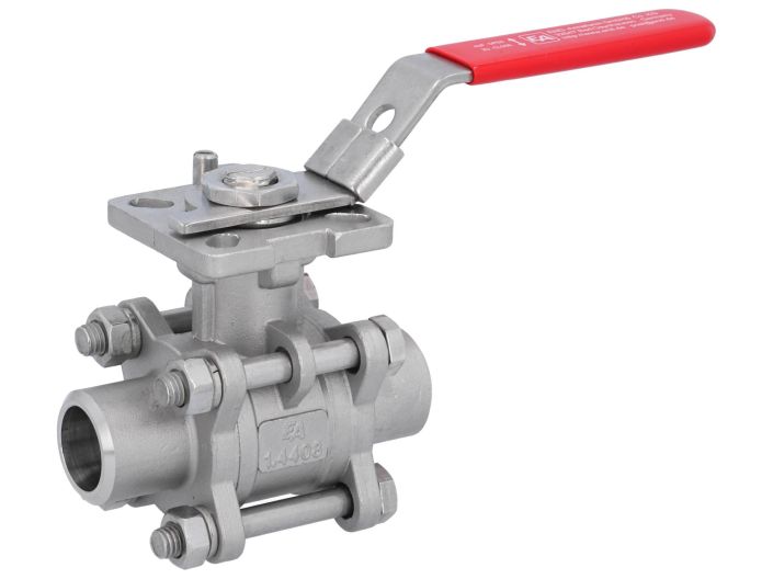 Ball valve DN20, PN64, 1.4408/PTFE-FKM,cavity free, Welded ends, ISO 5211, DIN3202-S13