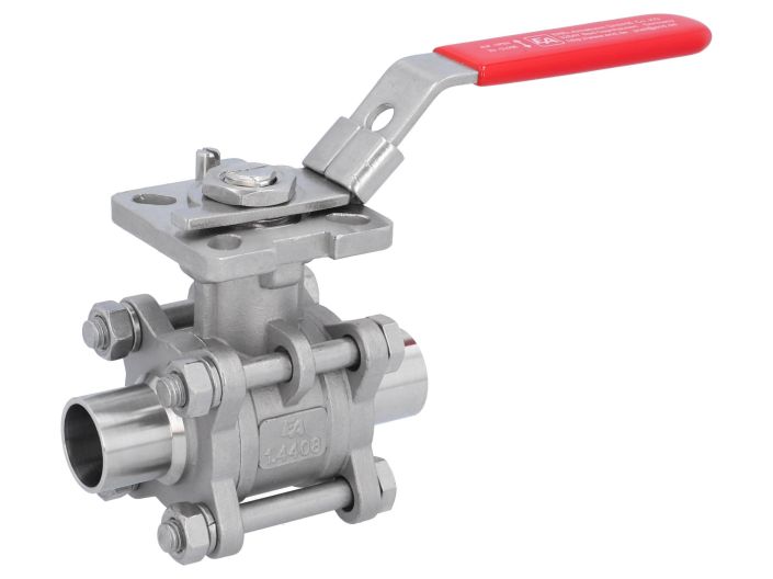 Ball valve DN20, PN64, 1.4408/PTFE-FKM,cavity free, Welded ends  EN 10357-A, ISO 5211, DIN3202-S13