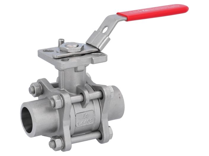 Ball valve DN25, PN64, 1.4408/PTFE-FKM,cavity free, Welded ends, ISO 5211, DIN3202-S13