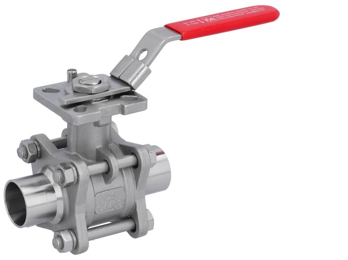 Ball valve DN25, PN64, 1.4408/PTFE-FKM,cavity free, Welded ends  EN 10357-A, ISO 5211, DIN3202-S13