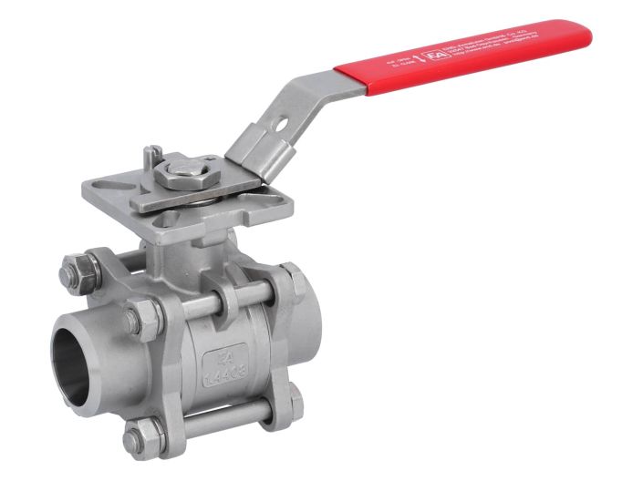 Ball valve DN32, PN64, 1.4408/PTFE-FKM,cavity free, Welded ends, ISO 5211, DIN3202-S13