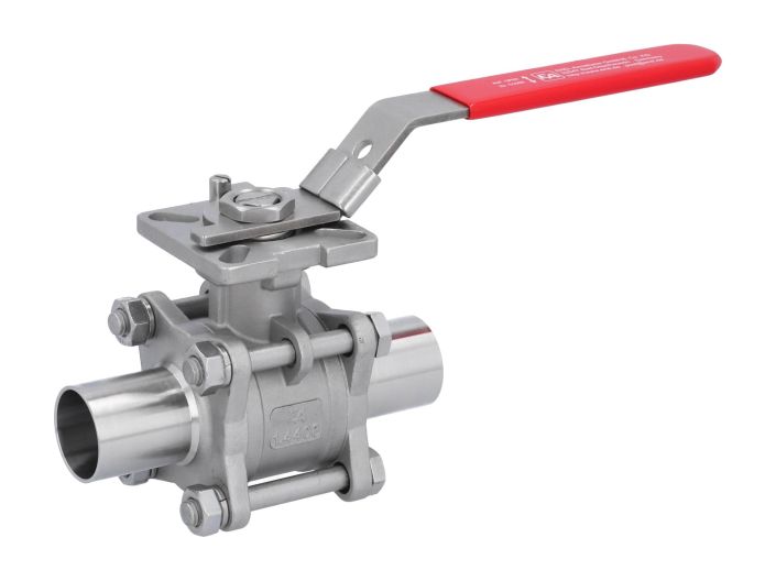 Ball valve DN32, PN64, 1.4408/PTFE-FKM,cavity free, Welded ends  DIN 11852, ISO 5211, l=144mm