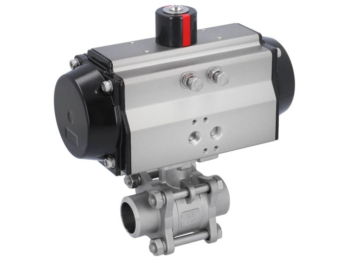 Ball valve-MA DN32-welded ends, actuator-OE85, stainl. steel/PTFE-FKM, cavity free, spring return