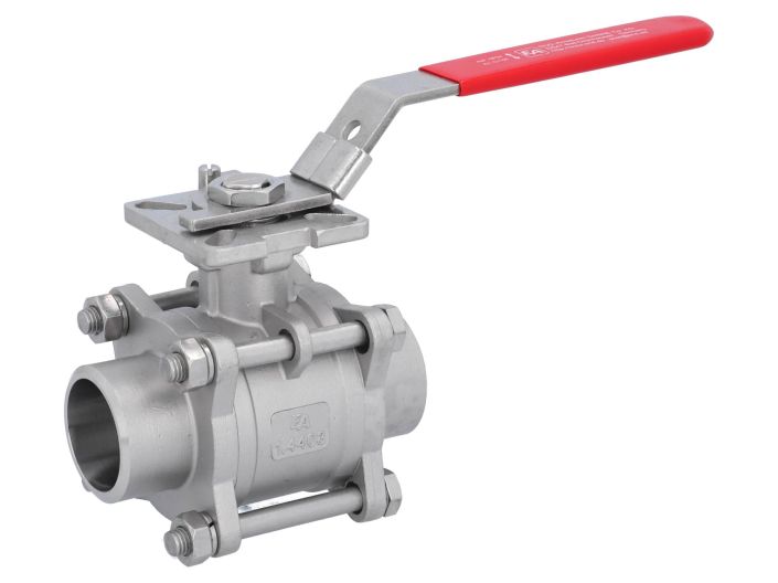 Ball valve DN40, PN64, 1.4408/PTFE-FKM,cavity free, Welded ends, ISO 5211, DIN3202-S13