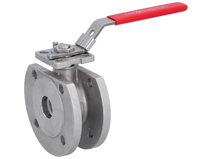 Wafer-type ball valve DN25, PN16/40, Stainless steel 1.4408/PTFE-FKM, ISO5211
