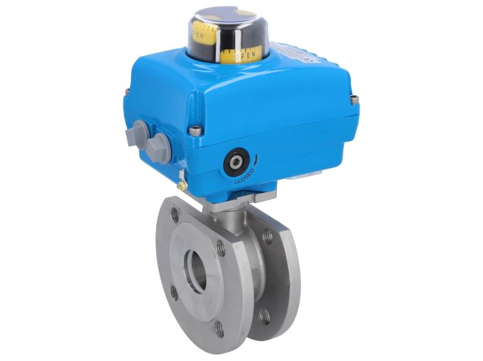 Ball valve MK, DN40, with drive-NE05, stainless steel1.4408 / PTFE FKM, 230V 50Hz, term 