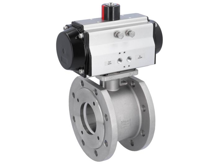 Ball valve MK, DN100, with actuator-OE, SR140, Stainless steel 1.4408/PTFE-FKM, spring return