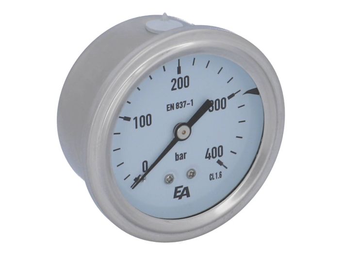 Pressure Gauge, d63, 0-400bar, axial, with glycerine-filling