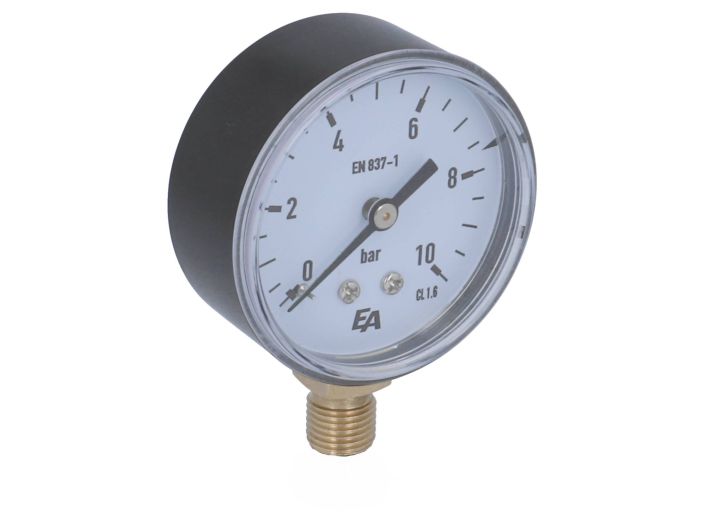 Pressure gauge Ø63mm, 0-10bar, plastic, connection: 1/4