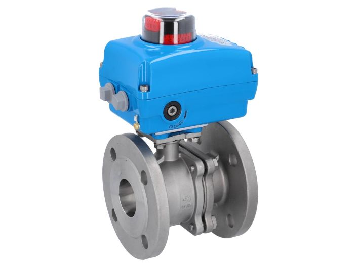 Ball valve MP, DN15, with actuator NE05, 24V DC, Stainless steel 1.4408, PTFE FKM, oper.time ca. 8s