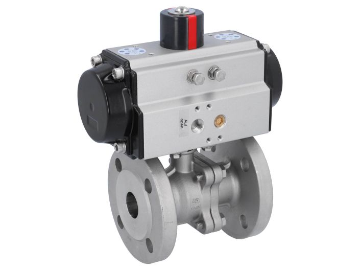 Ball valve MP, DN25, with actuator-OE, SR65, Stainless steel 1.4408, PTFE-FKM, spring return