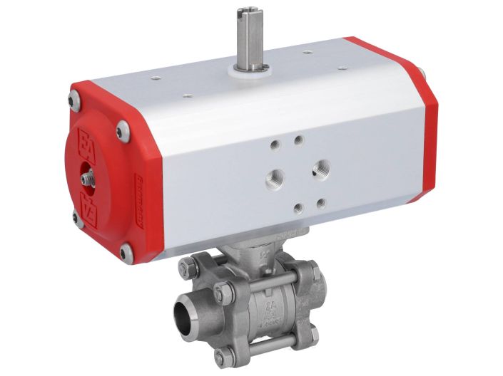 Ball valve-ZA, DN15, with actuator-EE, SR55, AX, stainless steel/PTFE-FKM, spring return