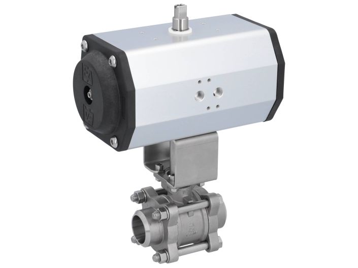 Ball valve-ZA / HT, DN32-Weld., With drive EE85, Stainless steel / PTFE FKM, spring return