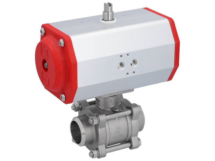 Ball valve-ZA, DN40, with actuator-EE, SR85, AX, stainless steel/PTFE-FKM, spring return