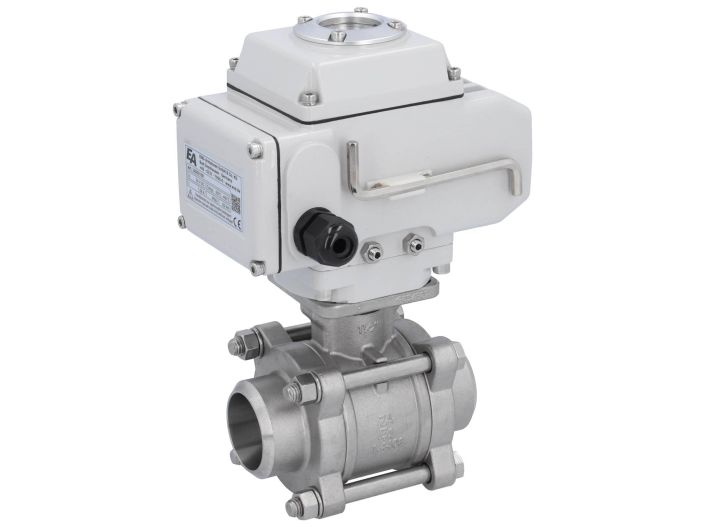 Ball valve ZA DN40-butt welded, actuator-LE05, st. steel/PTFE-FKM, 230VAC, operating time app.20s