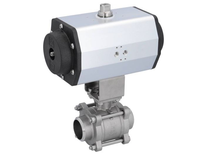 Ball valve-ZA / HT, DN50-Weld.,with drive EE100, Stainless steel / PTFE FKM, spring return