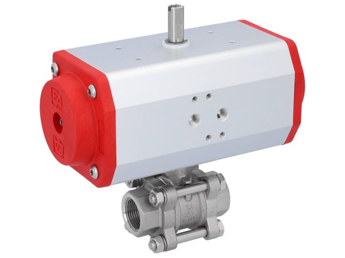 Ball valve-ZA, 3/4, with actuator-EE, SR63, AX, stainl. steel/PTFE-FKM, cavity free, spring return