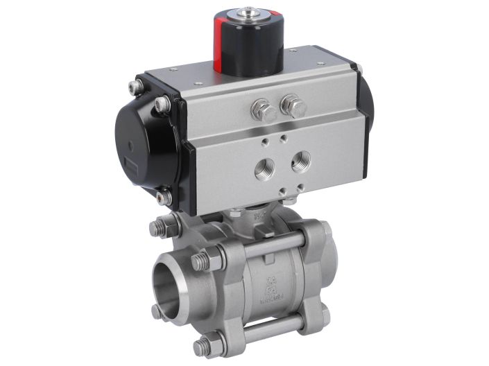 Ball valve ZA DN32-butt welded, with actuator OD65, stainl. steel/PTFE-FKM, cavity free, double acting