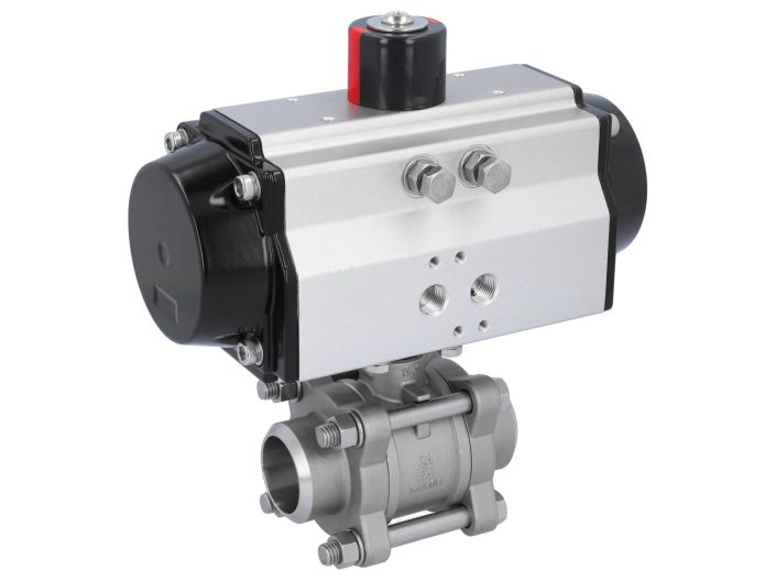 Ball valve ZA DN32-butt welded, with actuator OE85, stainl. steel/PTFE-FKM, cavity free, spring return