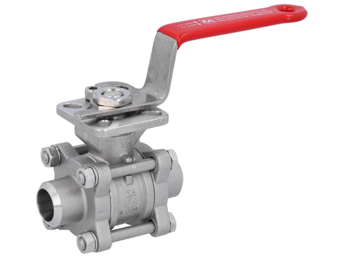 Ball valve DN15, PN64, 1.4408/PTFE-FKM, Welded ends, cavity free, ISO 5211, DIN3202-S13