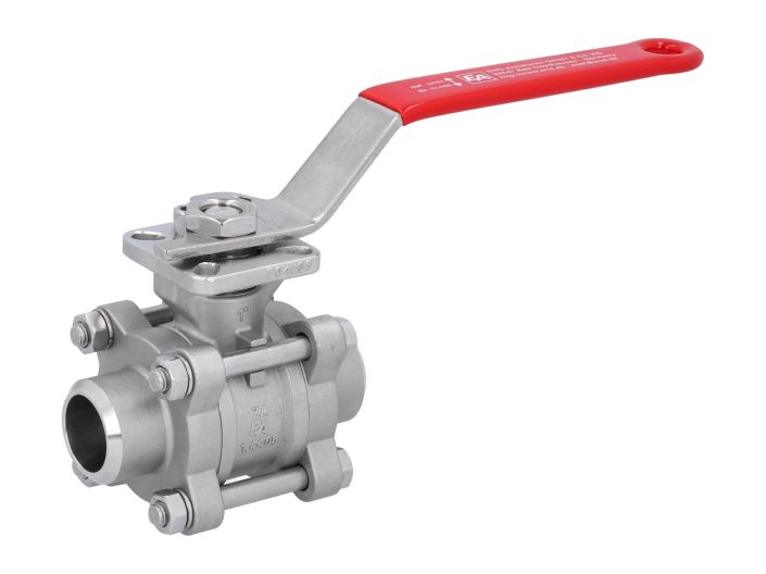 Ball valve DN25, PN64, 1.4408/PTFE-FKM, Welded ends, cavity free, ISO 5211, DIN3202-S13