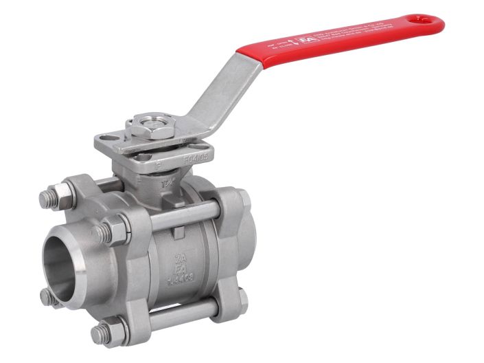 Ball valve DN32, PN64, 1.4408/PTFE-FKM, Welded ends, cavity free, ISO 5211, DIN3202-S13