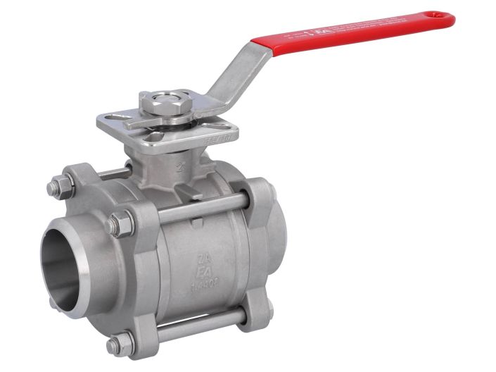 Ball valve DN50, PN64, 1.4408/PTFE-FKM, Welded ends, cavity free, ISO 5211, DIN3202-S13