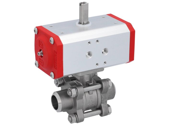 Ball valve DN20 ZA-welding face, with drive ED43, Stainless steel / PTFE FKM, double acting
