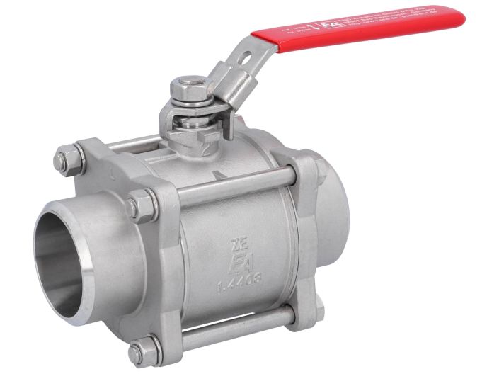 Ball valve DN50, PN40, 1.4408 / PTFE, HT, Weld ends, full bore, DIN3202-S13