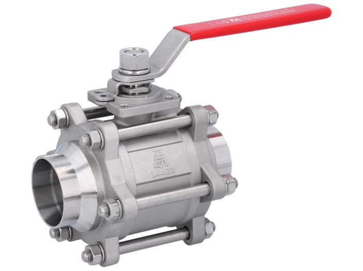 Ball valve DN65, PN40, 1.4408 / PTFE, DIN11850-Rh2, Weld ends, full bore, DIN3202-S13