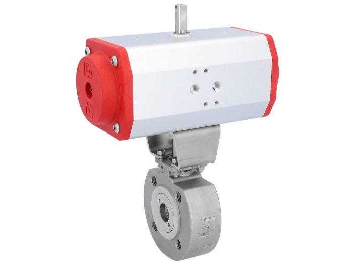 Ball valve ZK, DN15, with drive-EE, EW55, Stainless steel 1.4408 / PTFE FKM, spring return