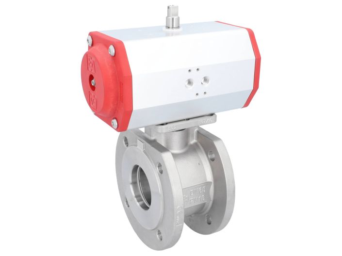 Ball valve ZK, DN65, with drive-ED, DW85, stainless steel1.4408 / PTFE FKM, double-acting