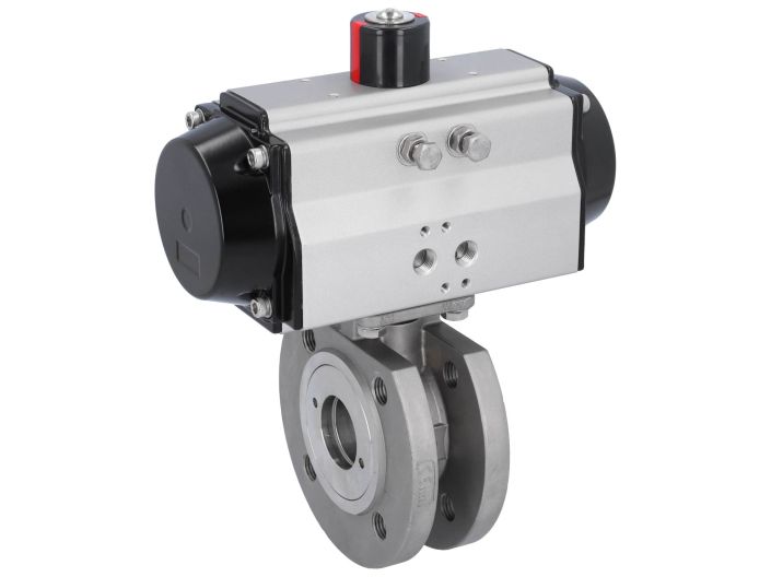 Ball valve ZK, DN40, with actuator-OE, SR95, stainl. steel/PTFE-FKM, cavity free, spring return