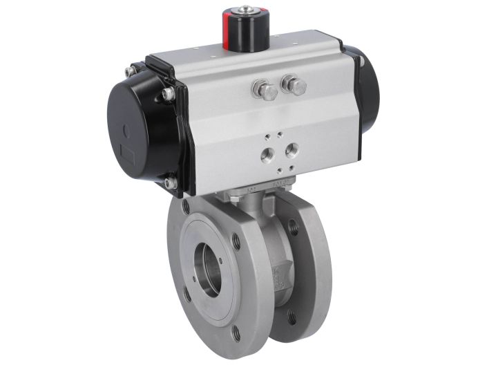 Ball valve ZK, DN50, with actuator-OE, SR110, stainl. steel/PTFE-FKM, cavity free, spring return