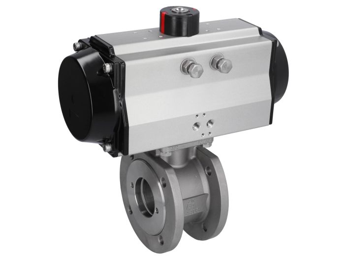 Ball valve ZK, DN65, with actuator-OE, SR125, stainl. steel/PTFE-FKM, cavity free, spring return