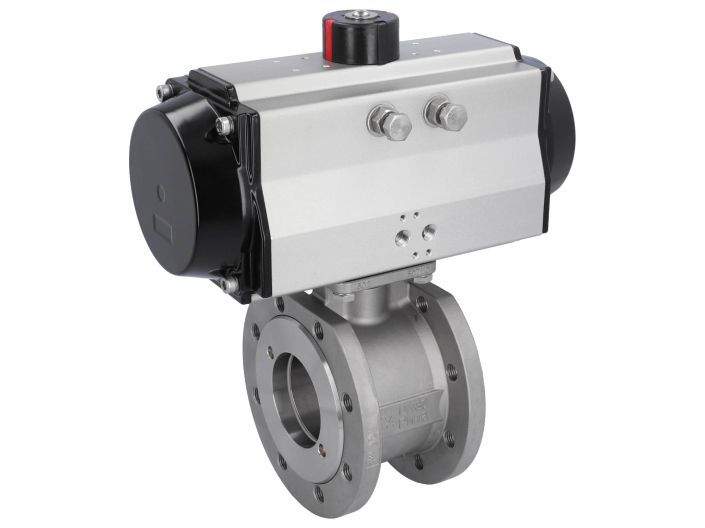 Ball valve ZK, DN80, with actuator-OE, SR140, stainl. steel/PTFE-FKM, cavity free, spring return