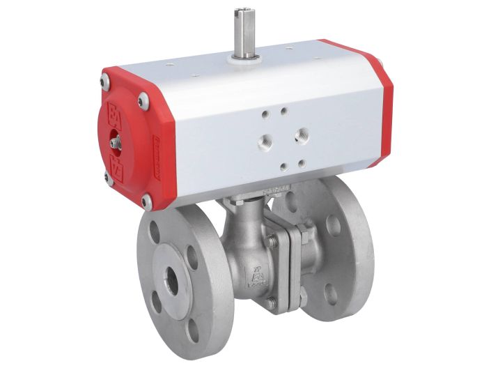 Ball valve ZP, DN15, with drive-EE, EW55, Stainless steel 1.4408, PTFE FKM, spring return