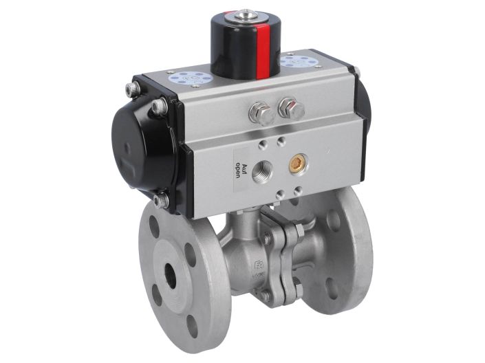 Ball valve ZP, DN15, with actuator-OE, SR50, Stainless steel 1.4408, PTFE-FKM, spring return