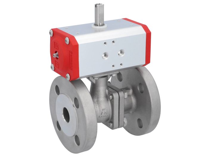 Ball valve ZP, DN20,with Drive-ED, DW43, stainless steel1.4408 / PTFE FKM, double-acting