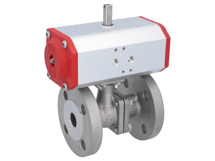 Ball valve ZP, DN20,with Drive-EE, EW55, stainless steel1.4408 / PTFE FKM, spring return